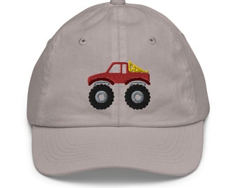 Kids Monster Truck Hat, Embroidered Adjustable Youth Baseball Cap, Monster Truck Kids Hat, Monster Truck Hat Gift, Monster Truck Cap