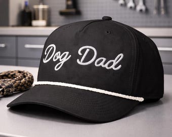 Dog Dad Embroidered Adjustable Classic Rope Hat, New Dog Dad Hat, Christmas Gift for Dog Lover, Fathers Day Dog Gift, Dog Dad Hat for Him