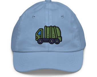 Kids Garbage Truck Hat, Embroidered Youth Baseball Cap, Garbage Truck Man Kids Hat, Garbage Truck Hat Gift, Garbage Truck Cap