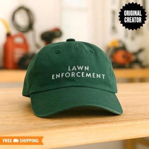 Lawn Enforcement Embroidered Adjustable Baseball Cap Dad Hat, Lawn Mower Gifts, Gift for Dad, Funny Lawn Mowing Hat, Funny Hat for Guy