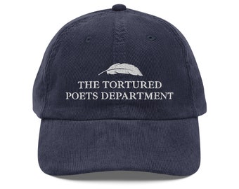 The Tortured Poets Department Inspired Embroidered Relaxed Fit Adjustable Vintage Corduroy Cap