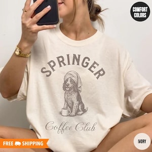 English Springer Coffee Club Comfort Colors Shirt, English Springer Dog Shirt, English Springer Mom Gifts, English Springer Owner T-Shirt