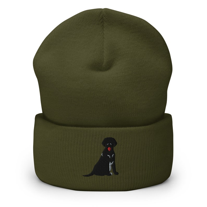 Black Lab Embroidered Cuffed Beanie, Black Labrador Hat, Labrador Mom