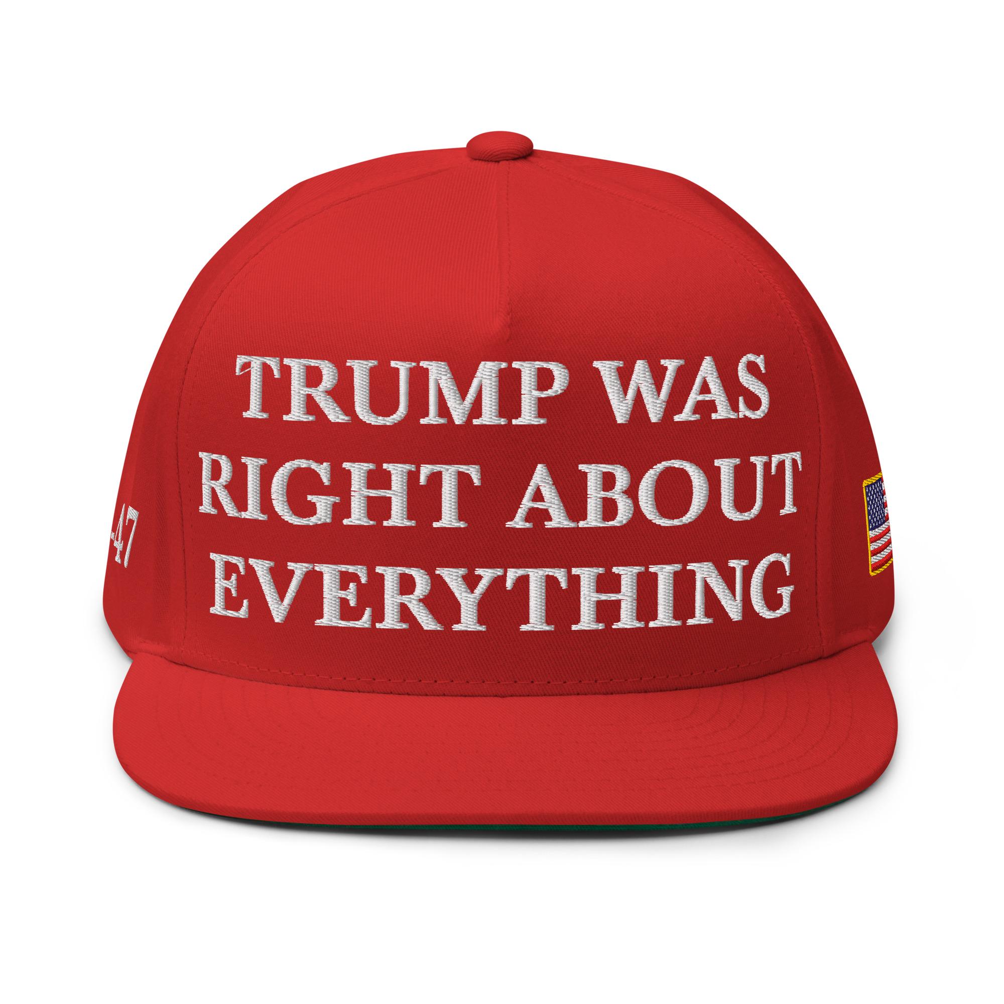 Trump Was Right About Everything Embroidered Baseball Cap, Maga 45-47 Hat