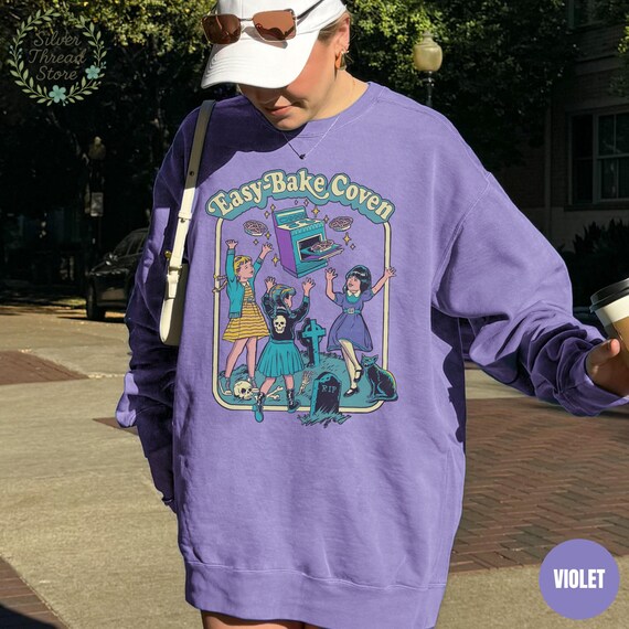 Easy Bake Coven Comfort Colors® Sweatshirt, 90s Horror Movie Shirt, Retro Witchy Oversized Halloween Sweater, Cute Halloween Party Outfit