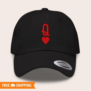 Chapeau brodé reine de coeur réglable coupe ample, chapeau Reine de coeur, chapeau voyage Las Vegas, chapeau Vegas pour elle