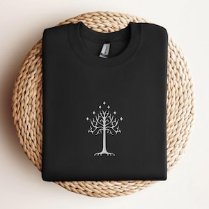 White Tree Minimal Embroidered Crewneck Sweatshirt - Multiple Colors