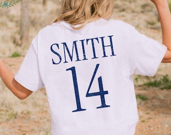 Custom Game Day Comfort Colors® Shirt, Baseball Season Last Name T-Shirt, Custom Football Player Shirt, Sports Mom Game Day Tee