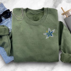 Silent Princess Flower Embroidered Unisex Sweatshirt, Minimal Video Game Floral Sweatshirt - Multiple Colors