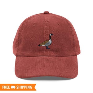 Canadian Goose Hat, Embroidered Adjustable Vintage Corduroy Cap, Canadian Gift, Canadian Goose Lover, Canadian Local Hat