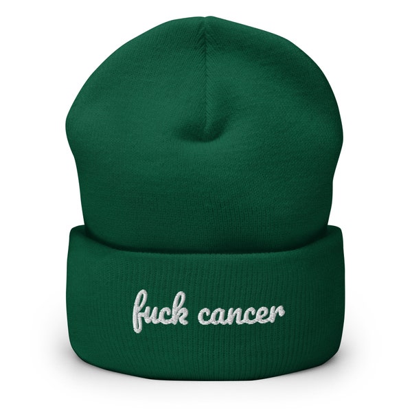 F Cancer Beanie, Embroidered Warm Cuffed Beanie, Screw Cancer, Cancer Patient, Cancer Warrior, Cancer Survivor Gift