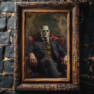 Monster Wall Art Poster, Vintage Spooky Wall Art, Bookish Dark Witchcore Wall Decor, Victorian Painting Style Art Gift, Halloween Art