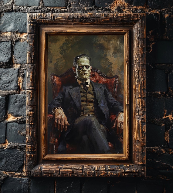 Monster Wall Art Poster, Vintage Spooky Wall Art, Bookish