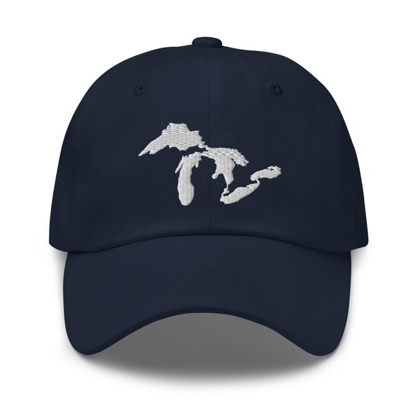 Great Lakes Embroidered Adjustable Relaxed Fit Dad Hat, Great Lakes Hat, Great Lakes Gift, Michigan Hat, Michigan Local Hat