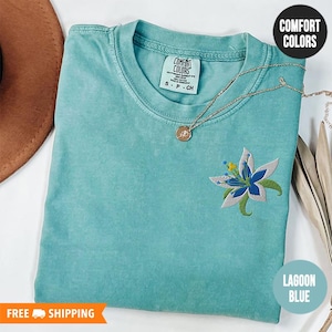 Silent Princess Flower Minimal Embroidered Comfort Colors Shirt, Floral Video Game Shirt - Multiple Colors