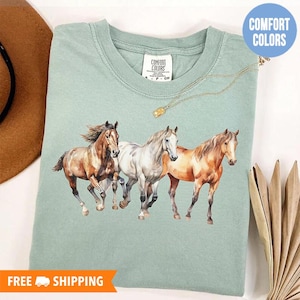 Horses Shirt, Western Comfort Colors Shirt, Rodeo Shirt, Horse Shirt, Cowgirl Shirt, Ranch Girl T-Shirt, Horse Graphic Shirt, Horse Girl Tee