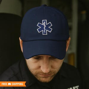 EMT Embroidered Adjustable Baseball Cap Dad Hat, Emergency Medical Technician Hat Gift, Paramedic Hat, EMS Driver Hat, Star of Life Hat