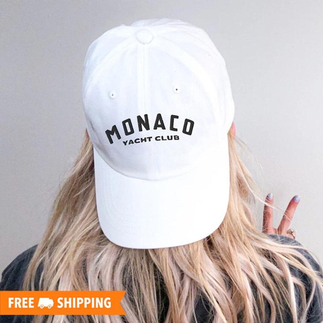 Yacht Club Monaco White Embroidered Baseball Cap straight from Monaco Brand ne Monaco Yacht Club Embroidered Dad Hat Monaco Embroidery  main image 3
