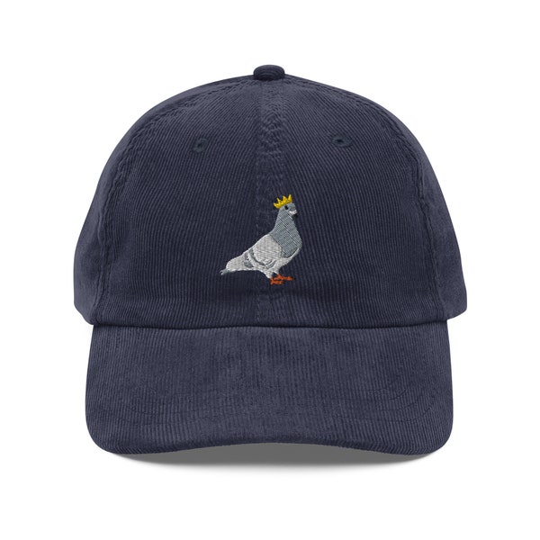 Pigeon King Embroidered Adjustable Vintage Corduroy Cap, Pigeon Hat, Pigeon Lover, Pigeons Not Real Hat, NYC Hat