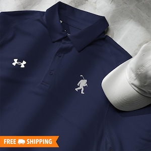 Bigfoot Golfer Embroidered Premium Polo Shirt, Golf Polo Shirt for Him, Golf Gift for Him, Golf Shirt for Him