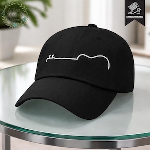 Guitar Minimal Embroidered Adjustable Baseball Cap Dad Hat, Guitar Player, Music Lover, Guitar Hat, Music Hat, Guitar Player Hat