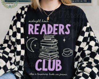 Midnight Hour Readers Club Comfort Colors® Shirt, Book Lover Tee, Trendy Fasntasy Book Gift, Bookish T-Shirt, Reading Apparel for Women