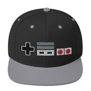Classic Game Controller Embroidered Adjustable Flat Brim Snapback Hat, Gift for Gamer, Video Game Hat, Christmas Gift for Video Game Player