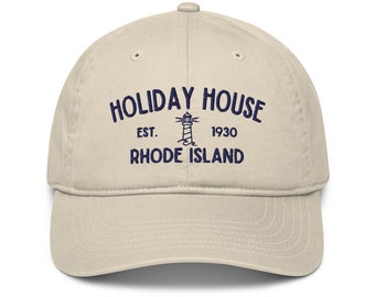 Holiday House Rhode Island Lighthouse Embroidered Adjustable Relaxed Fit Baseball Cap Organic Dad Hat