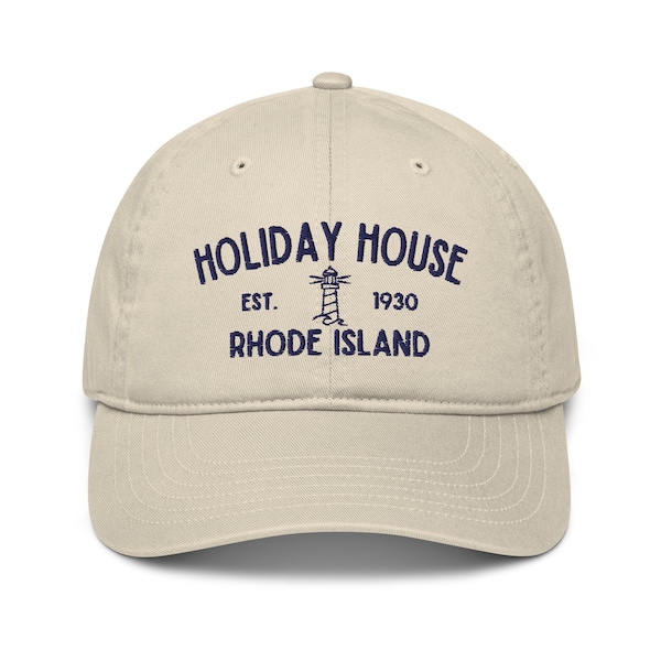 Holiday House Rhode Island Lighthouse Embroidered Adjustable Relaxed Fit Baseball Cap Organic Dad Hat