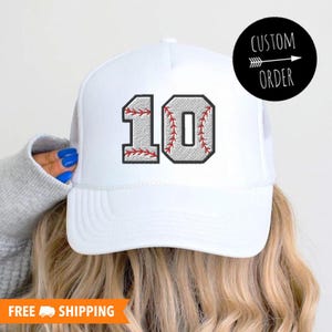 Custom Jersey Number Embroidered Adjustable Foam Trucker Hat Personalized Baseball Number Gift, Sports Mom Hat, Baseball Jersey Number