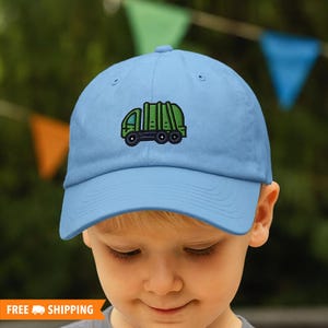 Kids Garbage Truck Hat, Embroidered Youth Baseball Cap, Garbage Truck Man Kids Hat, Garbage Truck Hat Gift, Garbage Truck Cap