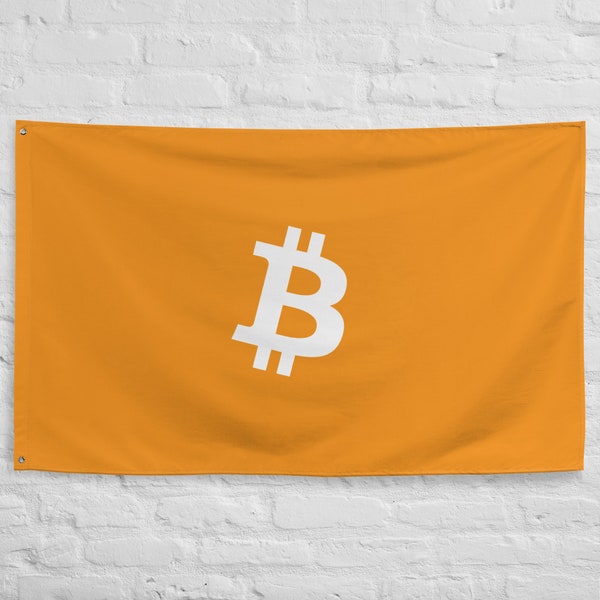 Bitcoin Flag, Bitcoin Garage Room Banner, Bitcoin Orange White Black Flag, Bitcoin Banner Flag, 3 x 5 Flag