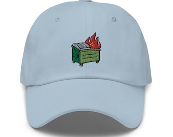 Dumpster Fire Embroidered Adjustable Dad Hat Baseball Cap, Dumpster Fire of a Year, Funny Hat, Internet Meme Hat, Garbage Fire Hat