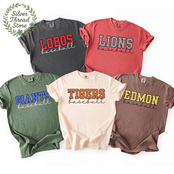 Custom Baseball Team Mascot Shirt, Baseball Season Team Name T-Shirt, Comfort Colors® Custom Baseball Team Shirt, Baseball Mom Tee