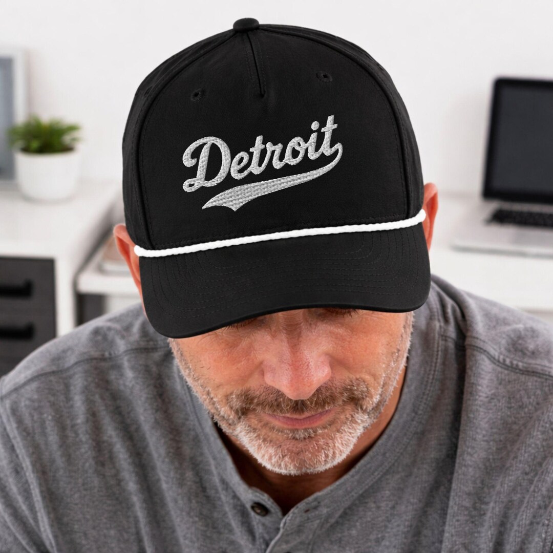 Detroit Rope Studio Detroit Embroidered Adjustable Rope Hat, Detroit Rope Hat, Detroit Hat ...