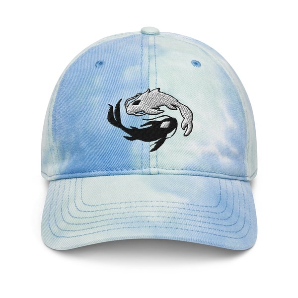 Moon and Ocean Spirit Embroidered Adjustable Relaxed Fit Tie Dye Hat