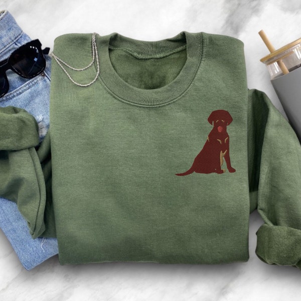 Chocolate Lab Embroidered Unisex Sweatshirt, Brown Labrador Sweatshirt, Labrador Mom, Labrador Retriever Gifts