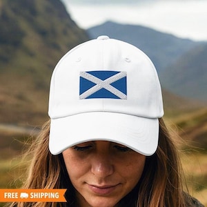 Scotland Flag Hat, Embroidered Adjustable Baseball Cap Dad Hat, Scotland Hat, Scottish Flag Hat, Scotland Heritage Gift Hat