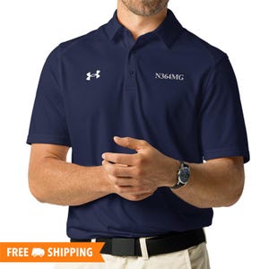 Custom Pilot Polo Shirt with Tail Number, Embroidered Aircraft Registration Polo Shirt for Pilot, Personalized Gift for Pilots, Custom Polo