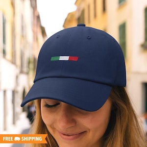 Simple Italian Flag Embroidered Adjustable Relaxed Fit Hat, Italy Hat, Traveling to Italy Hat, Italy Honeymoon, Italy Visit, Subtle Italy