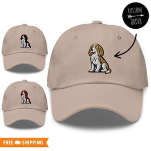 English Springer Spaniel Embroidered Adjustable Relaxed Fit Hat, English Springer Dog Owner Gift, Bird Dog Hat, Springer Spaniel Gift