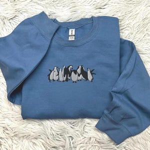 Penguin Embroidered Crewneck Unisex Sweatshirt, Animal Sweatshirt, Embroidered Penguin Sweater, Animal Lover Sweater, Cute Penguin Sweater