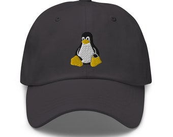 Linux Embroidered Adjustable Relaxed Fit Baseball Cap Dad Hat, Old School Computer Hat