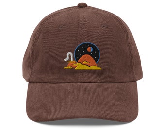 Cappellino in velluto a coste vintage regolabile ricamato Arrakis Space Planet, cappello da film ispirato a Dune, regalo per fan di Dune, cappello Arrakis per fan di film Dune