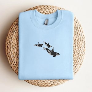 Orca Embroidered Crewneck Sweatshirt, Orca Sweater, Ocean Lover Gift, Orca Gift, Wildlife Sweatshirt, Whale Sweatshirt, Marine Biology Gift