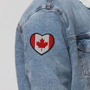 Canadian Flag Embroidered Patch, Iron On, Sew On, Canada Patch, Canada Patch for Jacket, Canadian Patch, Canada Heart Flag Patch