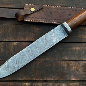 Bowie Knife Custom Handmade Damascus Steel Drop Point Knife KPro
