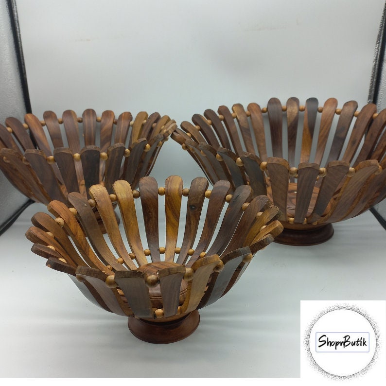 Wooden Bowl, Fruit Bowl Basket, Vintage Bowl Storage, Storage Box