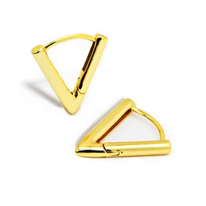 18K Gold Over Sterling Silver Achieve Triangle Huggies | Gender Neutral