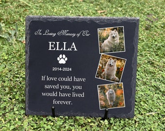 Personalized Pet Memorial Stone Gift with Photo, Customized Pet Memorial Gifts for Loss of Dog Cat, Pet Grave Marker Headstone (Rectangle)